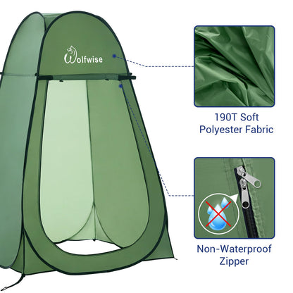 Wolfwise Pop Up Changing Tent for Beach, Camping Portable Shower Tents, Outdoor Privacy Bathroom, Change Dressing Clothes Porta Potty Tent Pop Up Instant for Camp, Toilet, Green