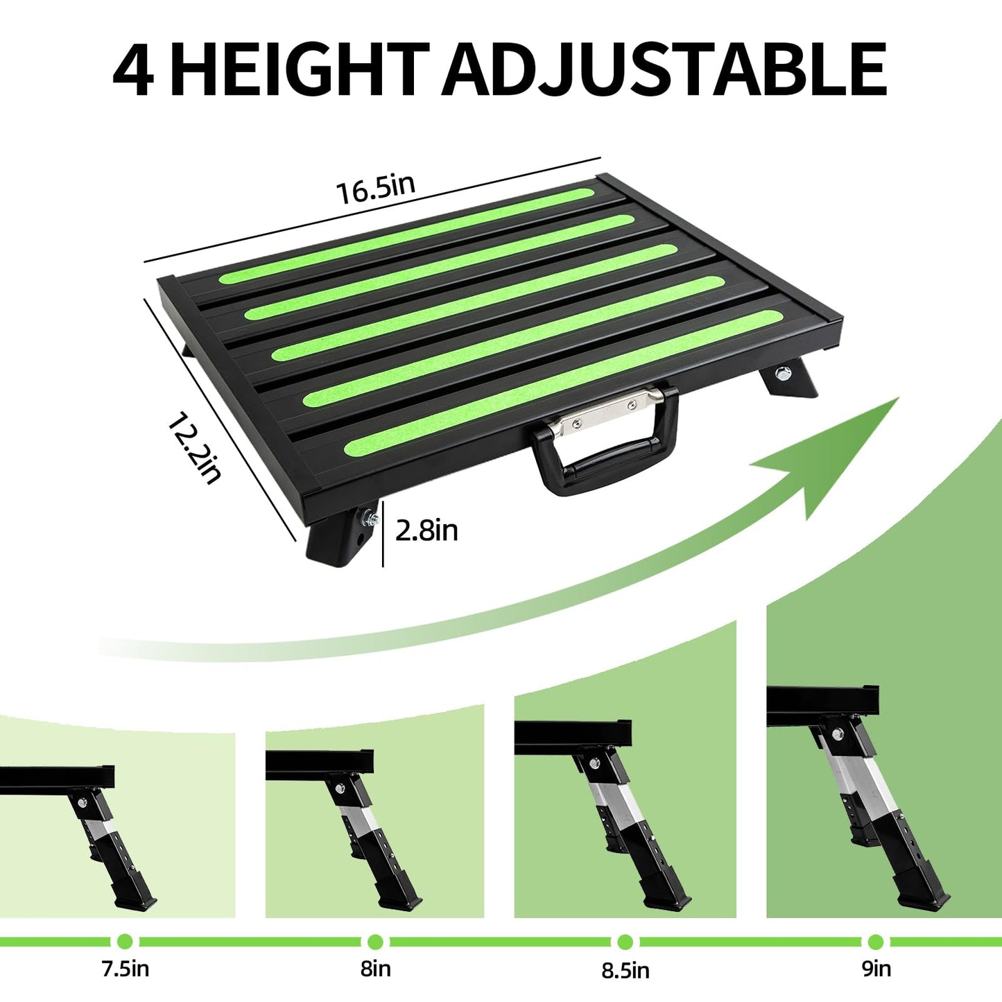 GarfatolRv 19”×14.5” Foldable Large RV Steps with Glow in The Dark Tapes Adjustable RV Step Aluminum RV Step Supports Up to 1500 lbs