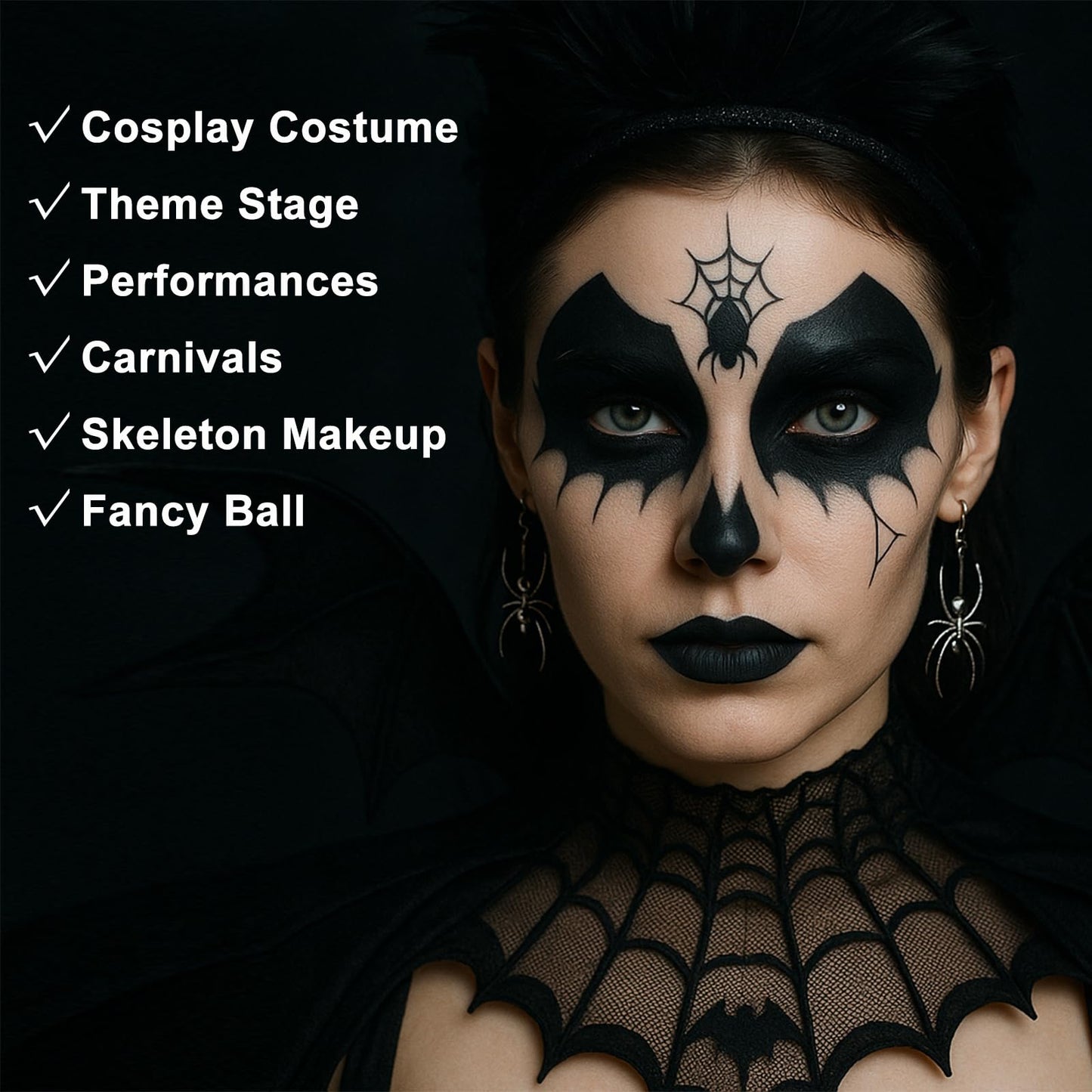 BADCOLOR 3PCS Black Face Body Paint Stick Set for Adults Children, Non-Toxic Hypoallergenic Eye Black Sticks for Halloween Baseball, Softball, Football, Lacrosse, Soccer, Hockey