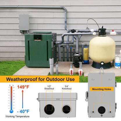 SURAIELEC Pool Timer, 7-Day Programmable Digital Box Timer Switch, 40 AMP, 2HP, 120, 240, 277 VAC, Outdoor Indoor Heavy Duty Controller Box for Pool Pump, Water Heater, Lights, Powerful Appliances