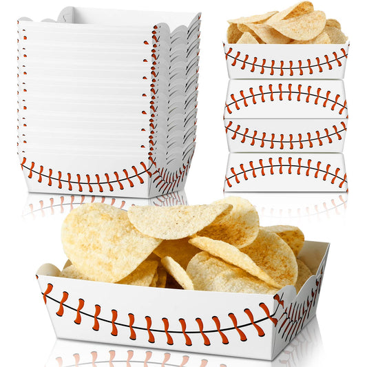 Cunhill 60 Pack Baseball Party Supplies Set Baseball Birthday Decorations Disposable Paper Food Serving Tray Boats Tray for Concession Food, Condiment, Carnivals