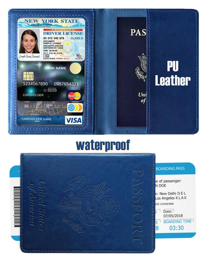 Sizobi Passport Holder for Travel Men, RFID Blocking Passport Covers Case Wallet Card Slot, International Travel Must Haves Travel Accessories for Women, Cruise Ship Essentials Travel Gifts, Navy Blue