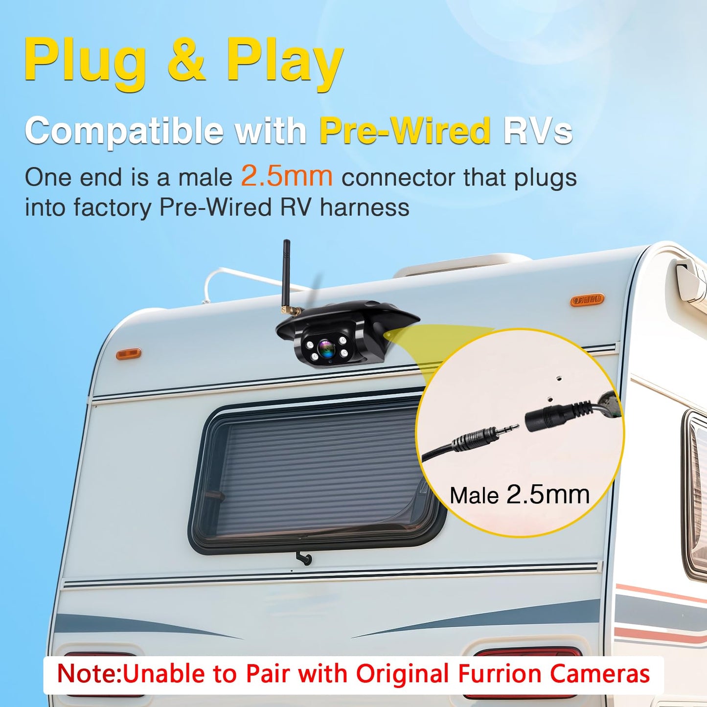 RV Backup Camera Wireless Easy Install: Plug & Play for Furrion Pre-Wired RVs - 7″ HD Touch Key Monitor, 1080P DVR, 4-Channel Split-Screen, Night Vision, IP69K Waterproof AMTIFO A7