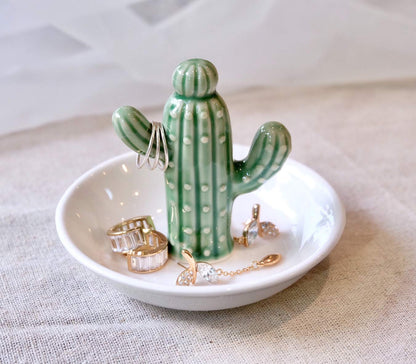 PUDDING CABIN Cactus Ring Holder Dish, Decorative Cactus Decor, Birthday & Christmas Gifts for Women & Girls