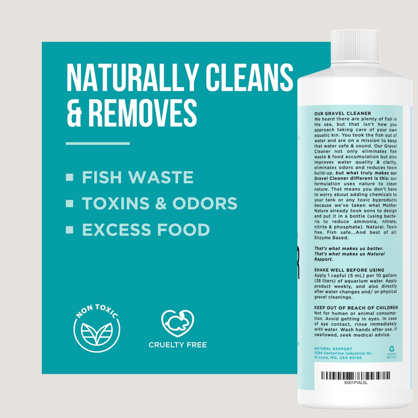 Aquarium Gravel Cleaner - Naturally Maintain a Healthier Tank, Reducing Fish Waste and Toxins (16 fl oz)