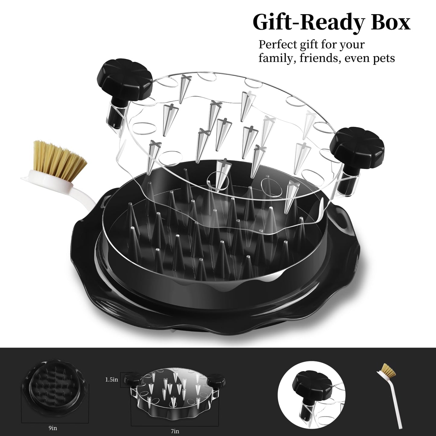 Chicken Shredder Tool Twist Large with Brush,Visible Kitchen Meat Shredder Grinder Machine,Strong Anti-Slip Base,Ergonomic Handle,BPA Free,Suitable for Pork Beef Chicken