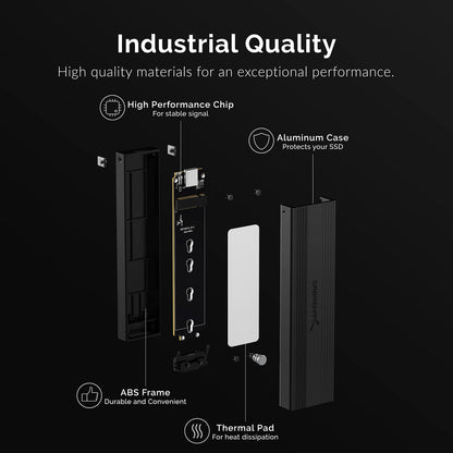 SABRENT USB 3.2 Type-C Tool-Free Enclosure for M.2 PCIe NVMe and SATA SSDs (EC-SNVE)