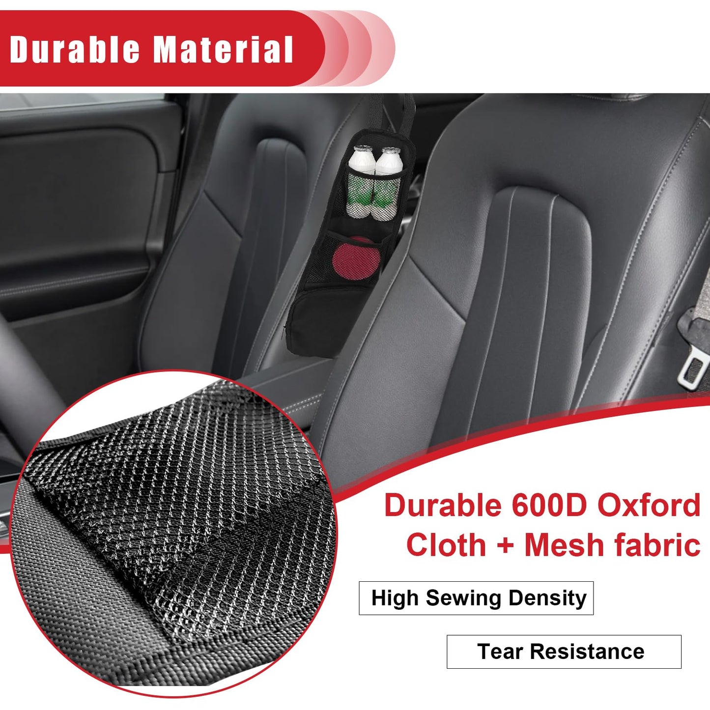 QUICTO 2PCS Car Seat Storage Hanging Bag, Multi-Pocket Seat Side Organizer, Multifunctional Mesh Net Pocket, Can Hold Mobile Phone, Wallet, Glasses, Suitable for Cars, SUVs, Trucks