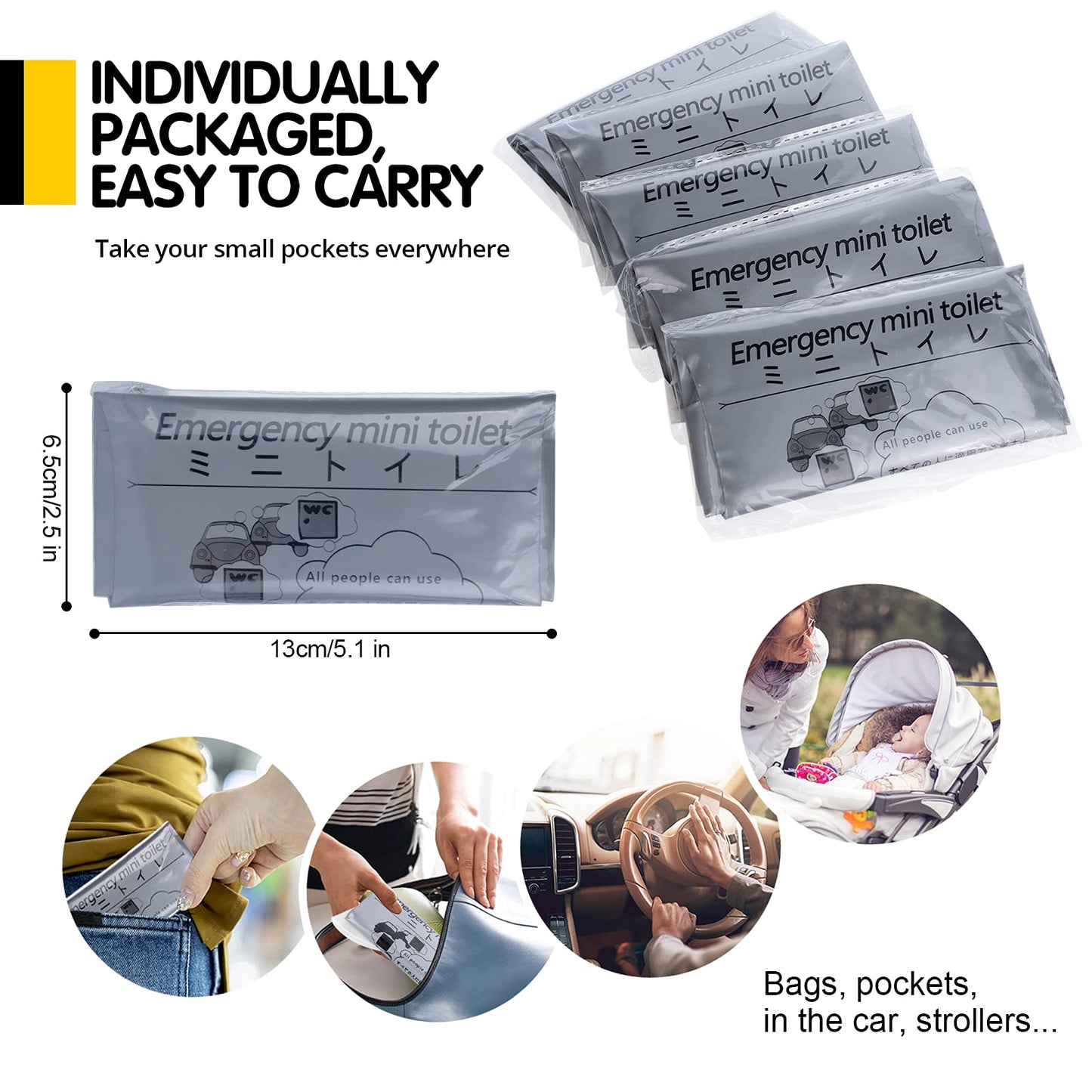 SANPUK Emergency Portable Urine Bag, 20 Pack Travel Urinal Bag, Unisex Urinal Bag, Disposable Urine Bag Suitable for Camping, Travel, Traffic Jams, Pregnant Women, Children, Patients (20 Pack-Grey)