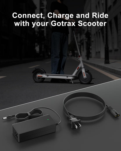 42V 2A for Gotrax Electric Scooter Charger – Compatible with GoTrax GXL V2, Apex, XR Ultra, for Go Trax Electric Scooters with 36V Lithium Battery - Round DC Plug (Not 3-Prong or XLR)