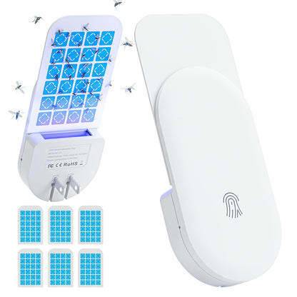 Flying Insect Trap, 2 in 1 Indoor Plug-in Fruit Fly Trap, 1 Trap White and 6 Glue Cards, Fruit Fly Traps for Gnat, Moth, Mosquito, Suitable for Every Part of The Home