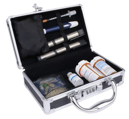 Vaultz Medicine Safe Case w/Combination Lock - Pack of 1 Cases, 8.35 x 5 x 2.5" - Black