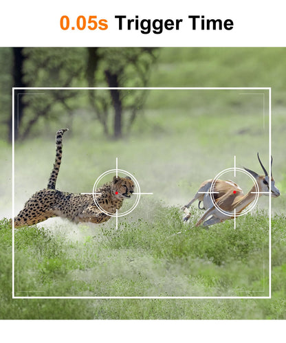 Dargahou Trail Camera - 4K 48MP Game Camera with Night Vision, 0.05s Trigger Motion Activated, IP66 Waterproof, 130 Wide-Angle with No Glow Infrared LEDs for Outdoor Wildlife