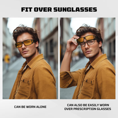 Tnnaiko Night Driving for Men Women, Night Vision Glasses Fit Over Glasses Sunglasses Polarized Nighttime