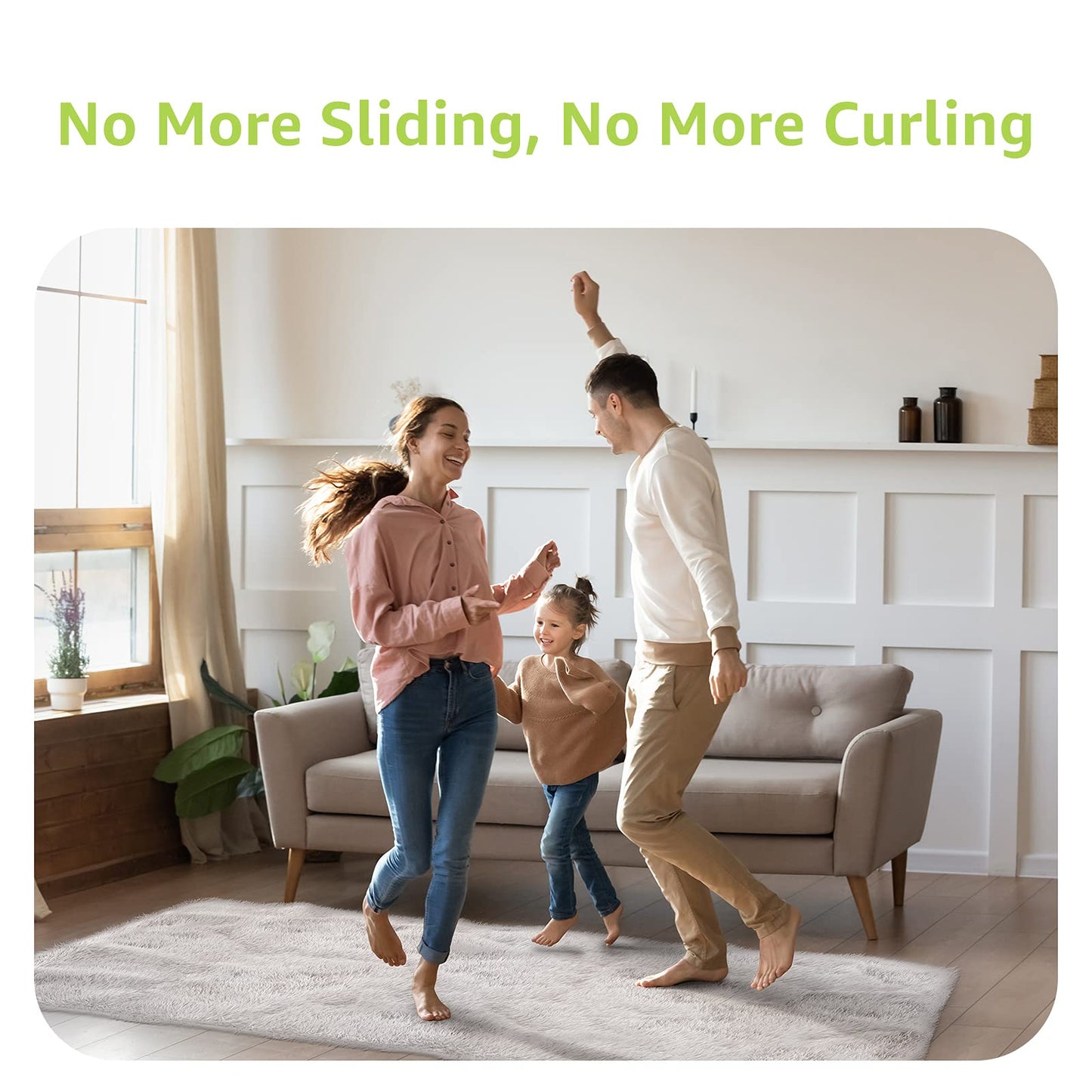 Rabenda 8 Pcs Grippers for Rugs, Non Slip Rug Pads for Hardwood Floors and Tiles, Reusable Rug Tape for Area Rugs, Dual Sided Adhesive Rug Pad Gripper Keep Corners Flat(Black)