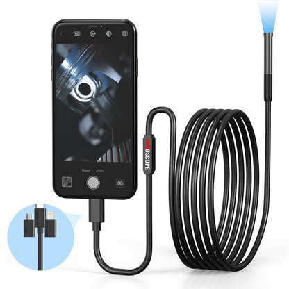 Endoscope Camera with Light, Borescope with 6 LED Lights,Endoscope with 9.8ft Semi-Rigid Snake Camera,IP67 Waterproof Inspection Borescope Camera with Light for Android iPhone iPad, Tools for Men