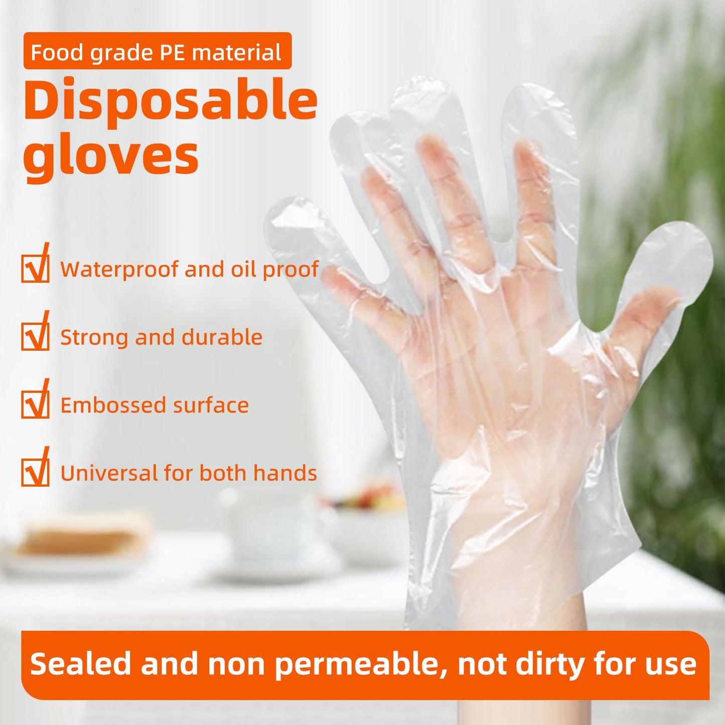 GENERALCARE 100 Pcs Disposable Plastic Gloves Food Handling Service Gloves Disposable for Cooking Kitchen Cleaning Food Prep Safe Restaurant Dye Universal Size