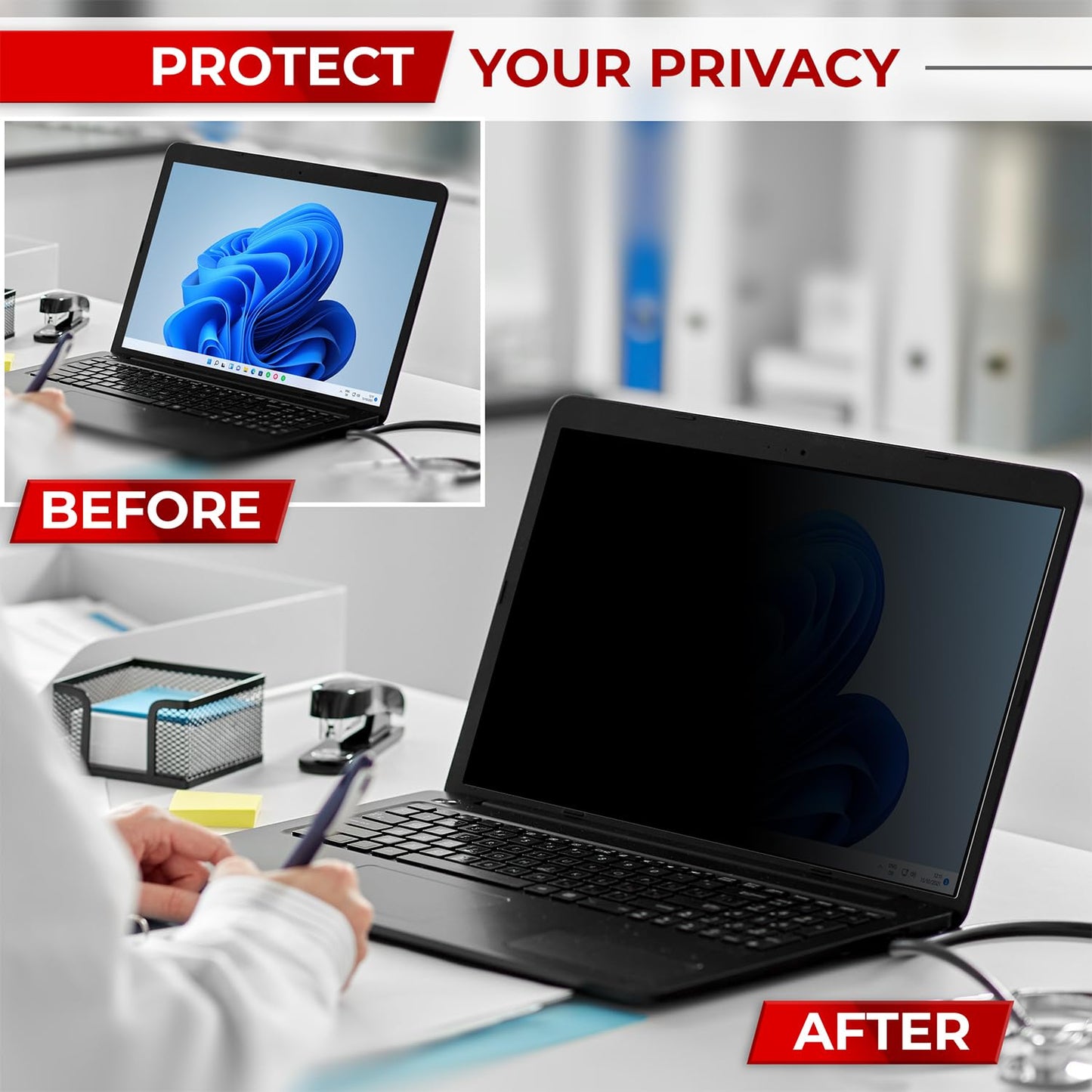 SightPro 14 Inch 16:9 Laptop Privacy Screen Filter - Privacy Shield and Anti-Glare Protector