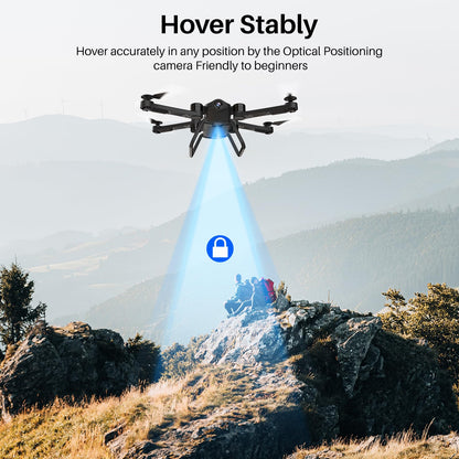 SIMREX X900 Drone Optical Flow Positioning RC Quadcopter with 1080P HD Camera, Altitude Hold Headless Mode, Foldable FPV Drones WiFi Live Video 3D Flips 6axis RTF Easy Fly Steady for Learning Matte White