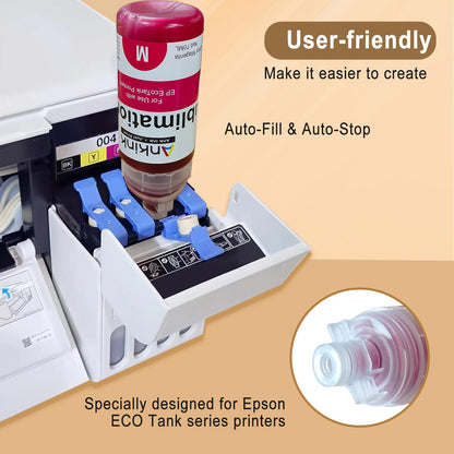 Ankink Sublimation Ink 502 522 Autofill for Ecotank ET-2800 ET-2803 ET-2850 ET-2720 ET-2760 ET-4800 ET-15000 ET-2400 ET-3760 ET-4760 Heat Press Transfer on Mugs T-Shirts Anti-UV ICC-Free