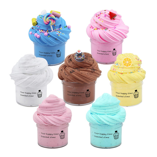 ZONEWAY 7 Pack Cake Butter Slime Kits, Soft and Non-Sticky Slime Kit Party Favors for Girls and Boys