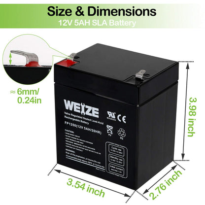 WEIZE 12V 7AH Rechargeable Sealed Lead Acid Battery for Razor E200/E200S E300 & E300S Electric Scooter,MX350 & MX400 Dirt Rocket Electric Dirt Bike Parts