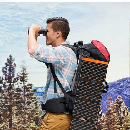 FlexSolar 40W Foldable Solar Panel Chargers 18W USB-A USB-C Portable Power Emergency ETFE Monocrystalline Small Panels IP67 Waterproof Camping Hiking Backpacking for Phones Power Banks Tablets