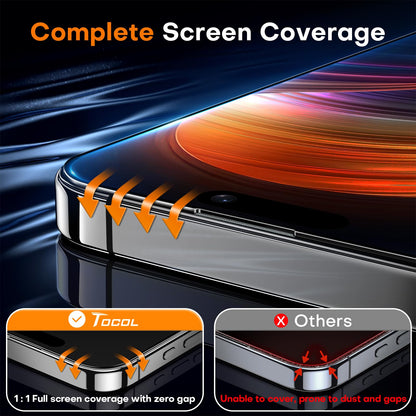 TOCOL for iPhone 16 Screen Protector, Full Coverage 9H Hardness Easy Installation Military Grade Shatterproof HD Tempered Glass Case Friendly 2 Pack