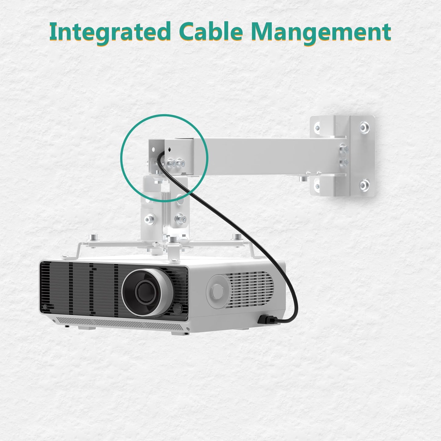 WALI Projector Mount Ceiling/Wall - Universal 3-in-1 Bracket with Extension Pole, Height Adjustable Holder for LCD/DLP Projectors, Supports up to 44lbs, White (PM-003-W)