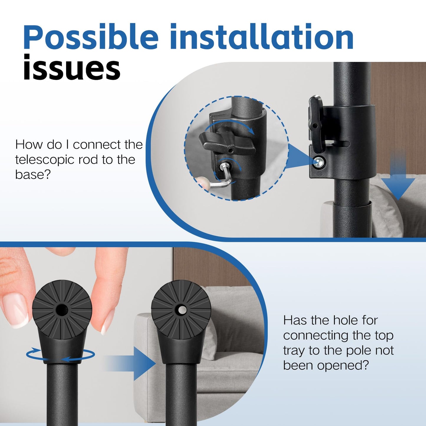 REHOSEUP Projector Stand, 33LB Load Bearing & 22-55" Height Adjustable, for Projector/Laptop/DJ Gear, Outdoor/Office/Studio - Stable Base (Black)