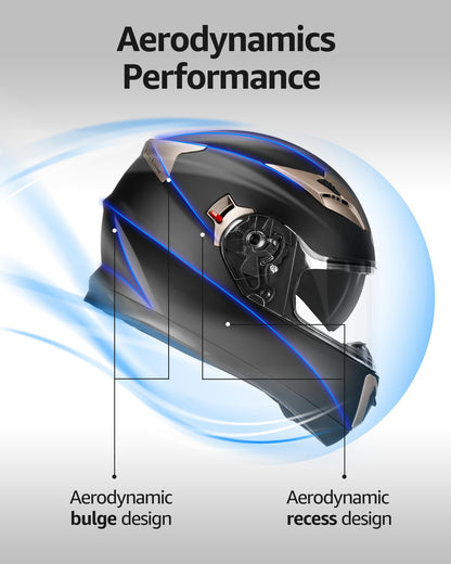 YEMA Motorcycle Full Face Helmet DOT Approved Helmet YM-829 Motorbike Moped Street Bike Racing Casco Moto Helmet with Sun Visor for Adult,Youth Men and Women - Matte Black,M