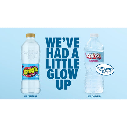 Splash Refresher Flavored Water Bottles, Wild Berry Flavor - 6-Pack, 16.9 Fl Oz - Refreshing Flavored Bottled Water with Electrolytes - Zero Sugar & Zero Calories