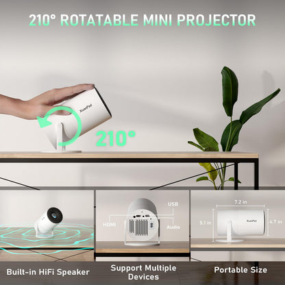 [Official Netflix & Electric Focus] Projector with WiFi and Bluetooth, XuanPad Full HD 1080P Portable Projector, 210° Rotatable Stand, Auto Keystone, Dust Removal and Heat Dissipation Design