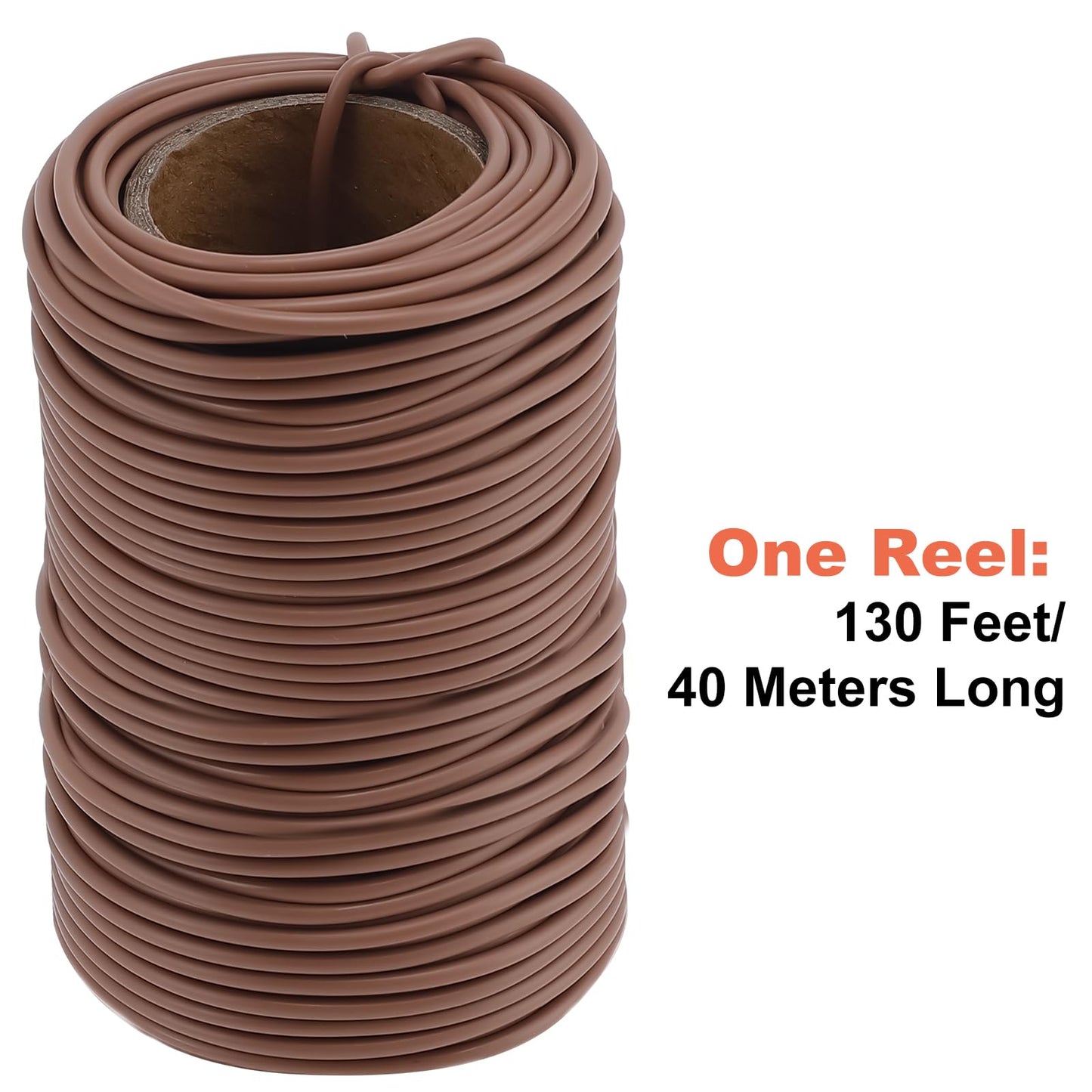 TELENT OUTDOORS 130 Feet Soft Plant Tie Brown Twist Garden Ties for Plants Gardening Home Office Organization TPR Garden Ties Supplies with 2.5mm Diameter