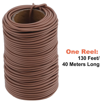 TELENT OUTDOORS 130 Feet Soft Plant Tie Brown Twist Garden Ties for Plants Gardening Home Office Organization TPR Garden Ties Supplies with 2.5mm Diameter