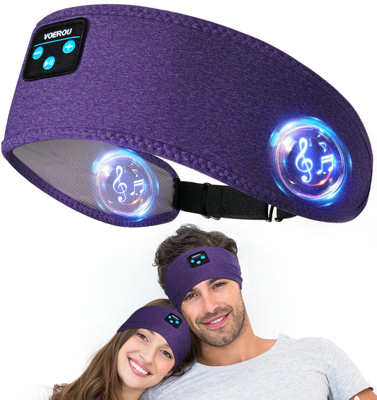 Voerou Sleep Headphones Bluetooth Headband - 10Hrs Adjustable Wireless Sports Sleeping Headphones with Hi Fi Sound, Tech Gifts for Men Women Side Sleepers Office Nap, Travel, Yoga, Workout, Meditation