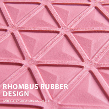 CAR PASS Bling Diamond Car Mats Rubber Floor Mats Full Set Anti-Slip 3D Rhombus Waterproof Trim to Fit Liner Universal Glitter Crystal Sparkly Shining Rhinestone Girl Women SUV Sedan Van, Pink Rubber