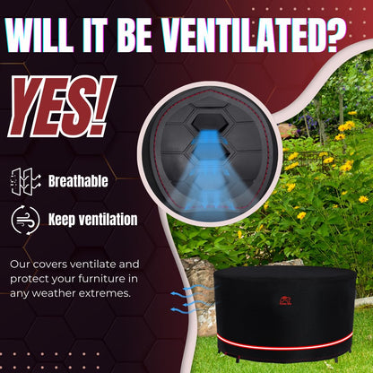 Turtle Life Patio Furniture Sets Cover, Heavry Duty Round Outdoor Dinning Table and Chairs Cover, Anti-Fading Cover for Outdoor Furniture Set, Black, Dia 80" x 35" H