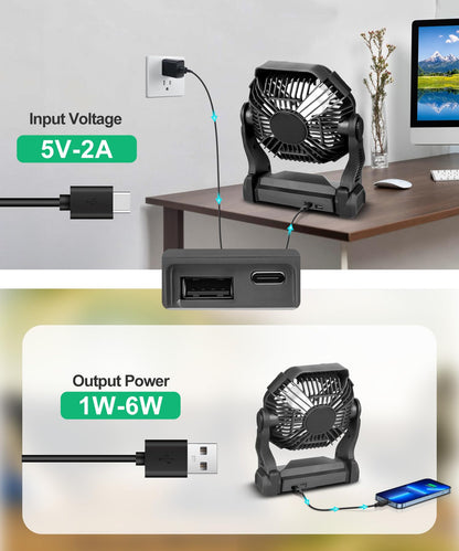 CONBOLA Solar Fans for Outside,Camping Fan, Portable Fans Rechargeable 9-Inch Battery Powered (180Hrs) LED Lantern, USB C Battery Beach Fan.