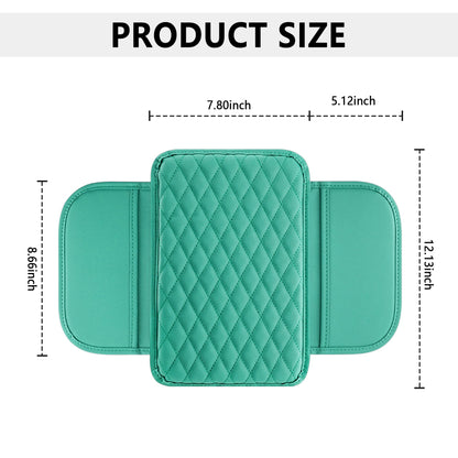 Upgraded Car Center Console Cover,Microfiber Leather Car Armrest Cover Cushion with 2 Storage Bags,Universal Car Armrest Storage Box Car Interior Accessories for Most Vehicles (Turquoise)