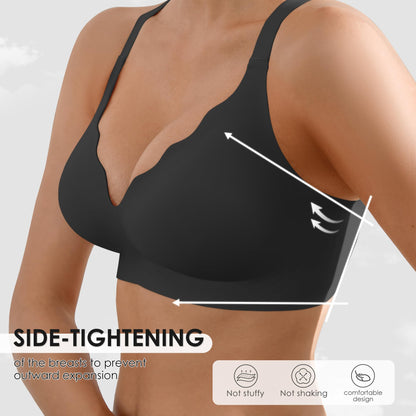 Seamless Wireless Bra for Women with Support - No Underwire Full Coverage Push Up Comfort Bras - Smoothing Fashion Clothing for Womens Girlfriend Gift - Christmas Birthday Gifts for Women(Black,L)