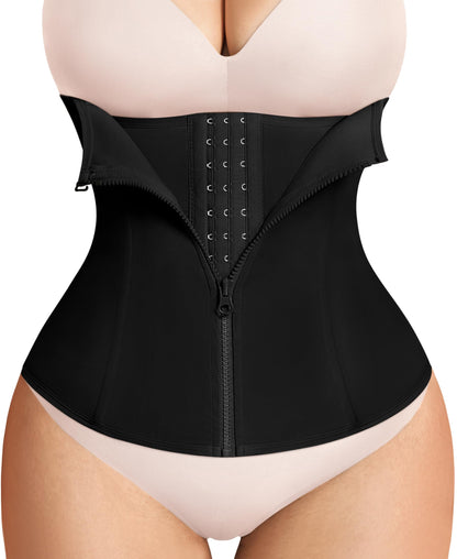 URSEXYLY Women Waist Trainer Corset Zipper Hook Shapewear Double Control Body Shaper Tummy Control Waist Cincher (3XL, Black)