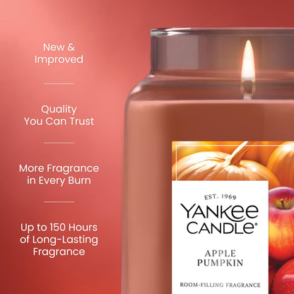 Yankee Candle Apple Pumpkin, Fall Scented Candle, 22oz Large Jar with up to 150 Hour Burn Time