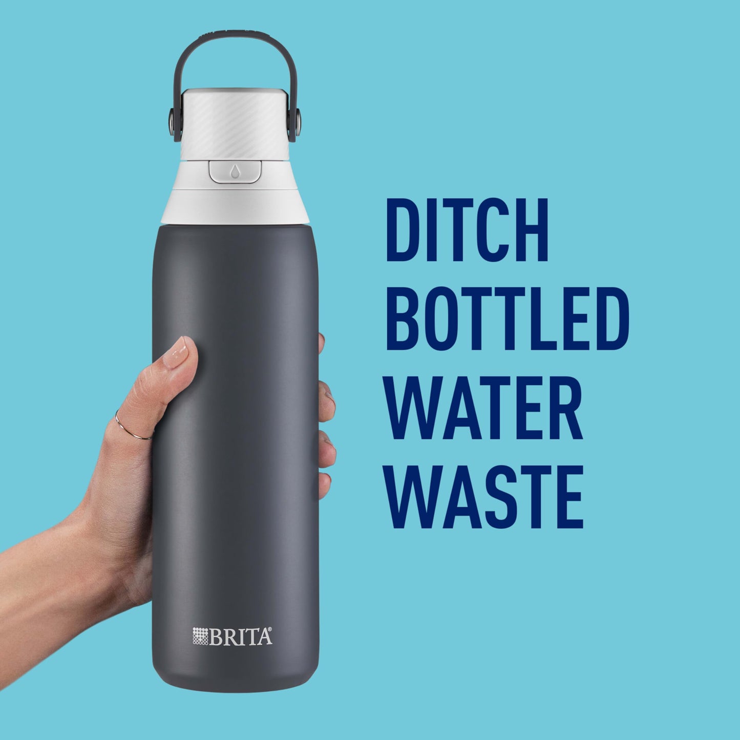 Brita Stainless Steel Premium Filtering Water Bottle, BPA-Free, Reusable, Insulated, Replaces 300 Plastic Water Bottles, Filter Lasts 2 Months or 40 Gallons, Includes 1 Filter, Carbon - 20 oz