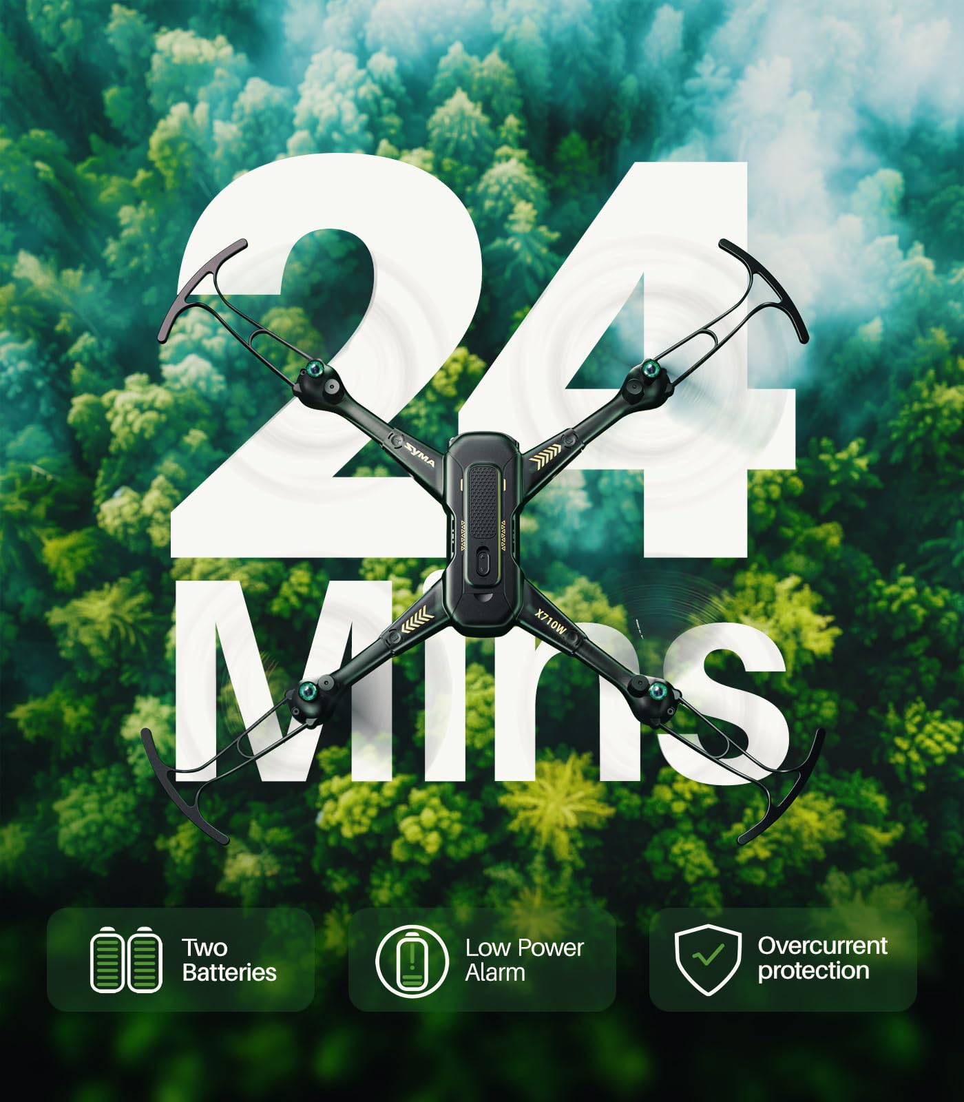 SYMA Drone with Camera for Adults, X710W FPV HD 1080P Camera Drone for Beginners, Foldable Quadcopter Toys Gifts with Optical Flow Positioning, Tap Fly, Headless Mode, 24Mins Long Flight Time