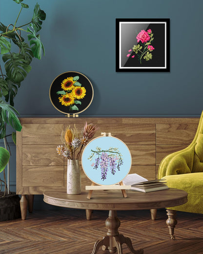 TINDTOP Embroidery Kit for Adult, Ribbon Embroidery Kit for Beginners for Craft Lover Hand Stitch with Embroidery Skill Techniques (Flowers)