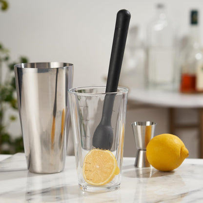 True Bash Muddler for Cocktails, Fruits, Spices, Herbs, and Sugar Cubes Crusher, Home Bar Accessories, Bartender Tools, 8.25", Set of 1, Black