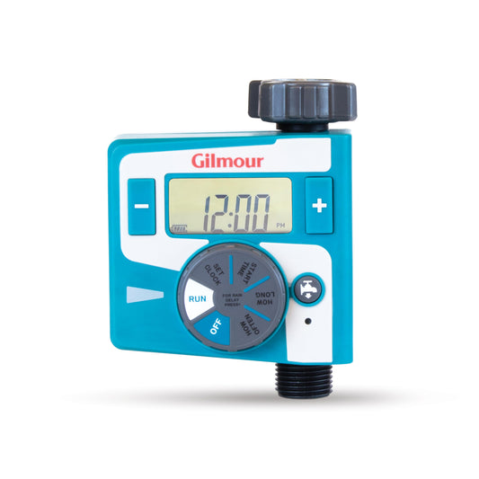 Gilmour Single Outlet Electronic Water Timer for Garden Hose, Irrigation Timer for Sprinklers and Drip Lines, Blue