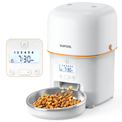 Yuposl Automatic Cat Feeders - 2L Cat Food Dispenser Easy to Use, Timed Automatic Pet Feeder with Over 180-day Battery Life, 1-6 Meals Dry Food Programmable Portion Control Also for Dogs