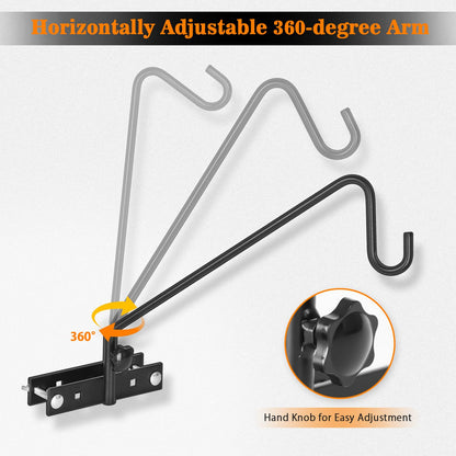 FEED GARDEN 2 Pack 13.5 Inch Deck Hooks for Vertical Railing, Adjustable Deck Bird Feeder Hanger for Hanging Lanterns, Wind Chimes, Flower Baskets, Suet Feeders